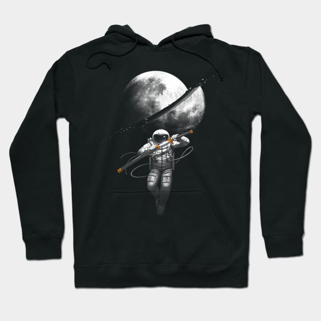 Astronaut Samurai Cutting the Moon Hoodie by andremuller.art